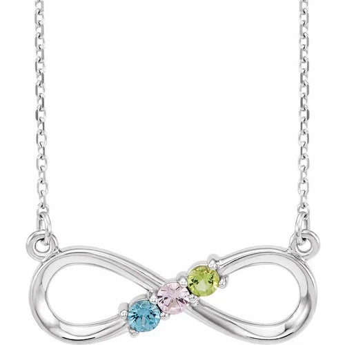 Mother's Day Sterling Silver 3-Stone Infinity Necklace